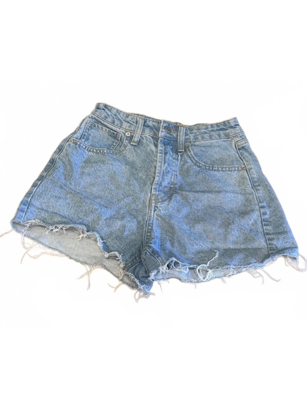 Wild Fable Iridescent Denim Cutoff Shorts Size 00 Holographic Sparkle Festival